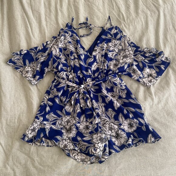 Bardot Ruffled Cold-Shoulder Romper - Picture 2 of 7